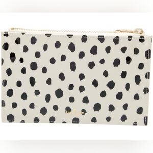 Kate Spade New York Patent Leather Logo Clutch White & Black beautiful